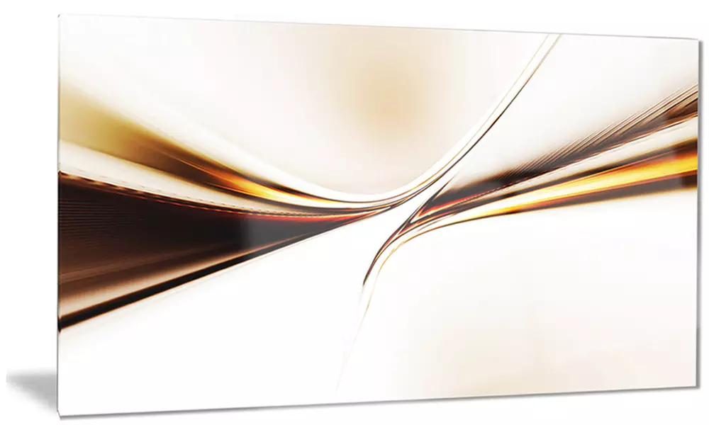 Dynamic Golden Waves Abstract Metal Wall Art 28x12 - Primary Image