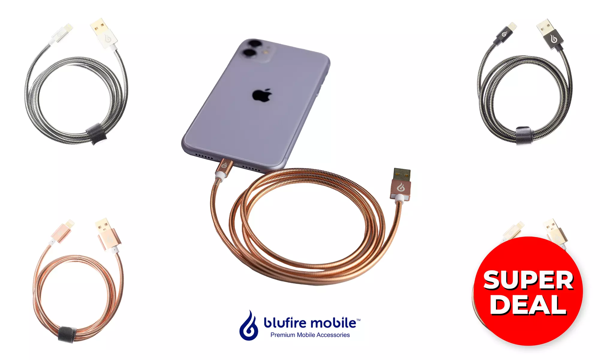 Blufire Data Cables MFi Metal Lightning to USB Cable 3ft & 6ft - Primary Image