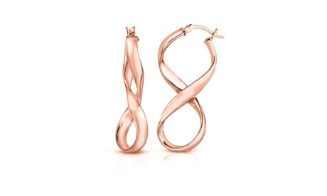 Solid Sterling Silver Figure 8 Infinity Hoops In 18k Gold Or Rose Gold Plated Gold Plated Silver