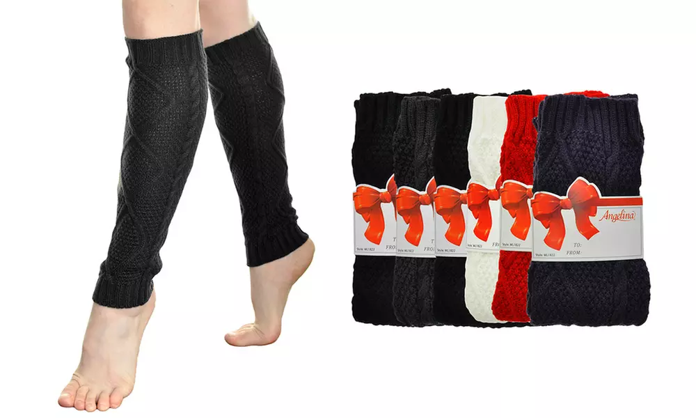 Angelina Cable Knit Cozy Leg Warmers (6-Pairs) - Primary Image