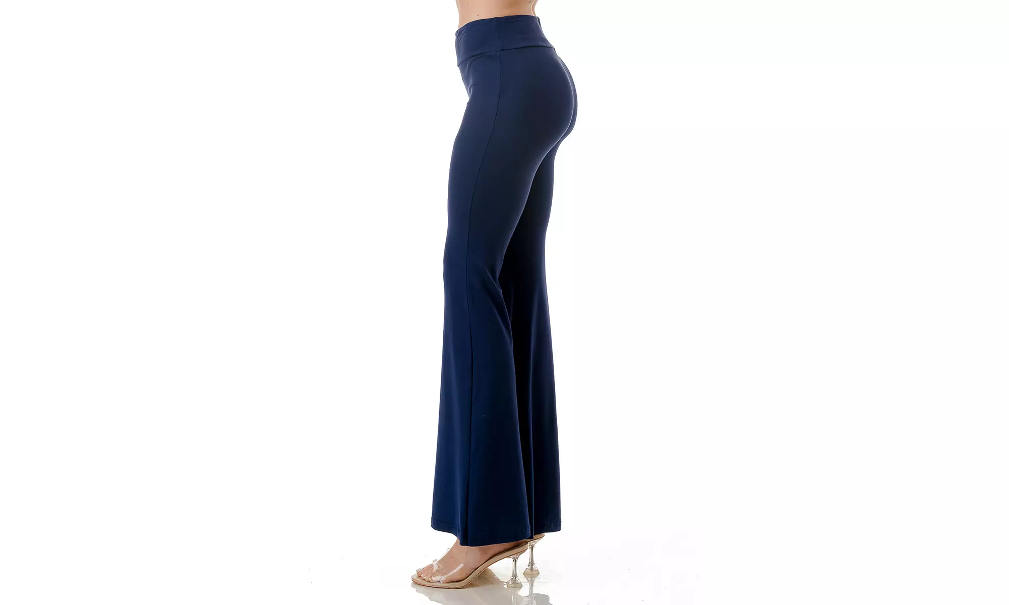 Women's High Waist Flare Leg Pants Elastic Tummy Control Yoga Casual Leggings