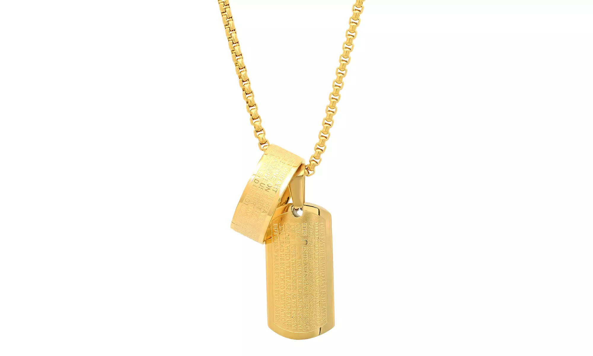 Men's Stainless Steel Lord's Prayer Pendant With 8 MM Band