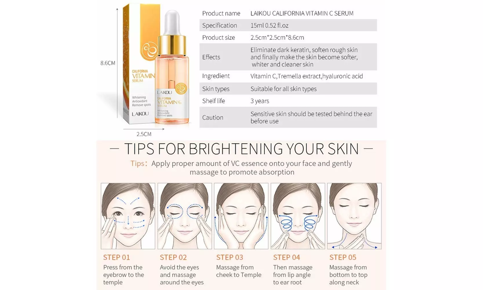 Whitening Antioxidant Remove Spots Firm Soothing Vitamin C Serum 15ml