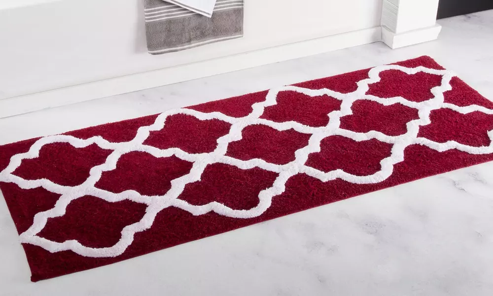 Oversized Lavish Home 100% Cotton Trellis Bathroom Mat (24" by 60")