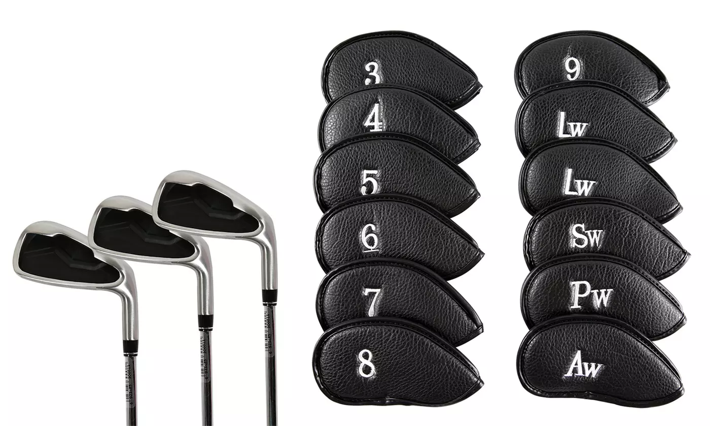 12x Golf Iron Head Covers Club Headcovers Set For Taylormade Callaway PU Leather