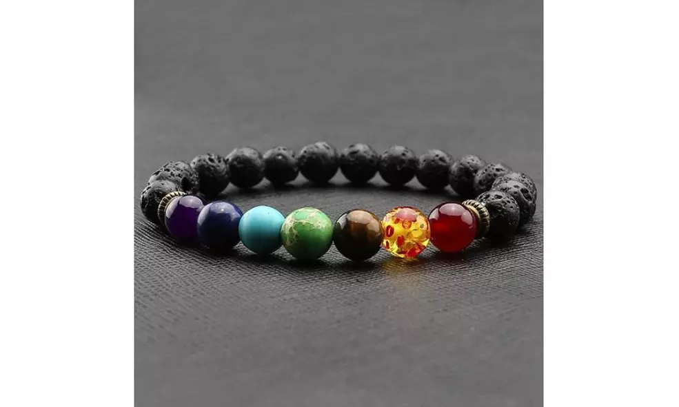 7 Created Genuine Chakra Healing Natural Stone Bead Bracelet - Second Medium