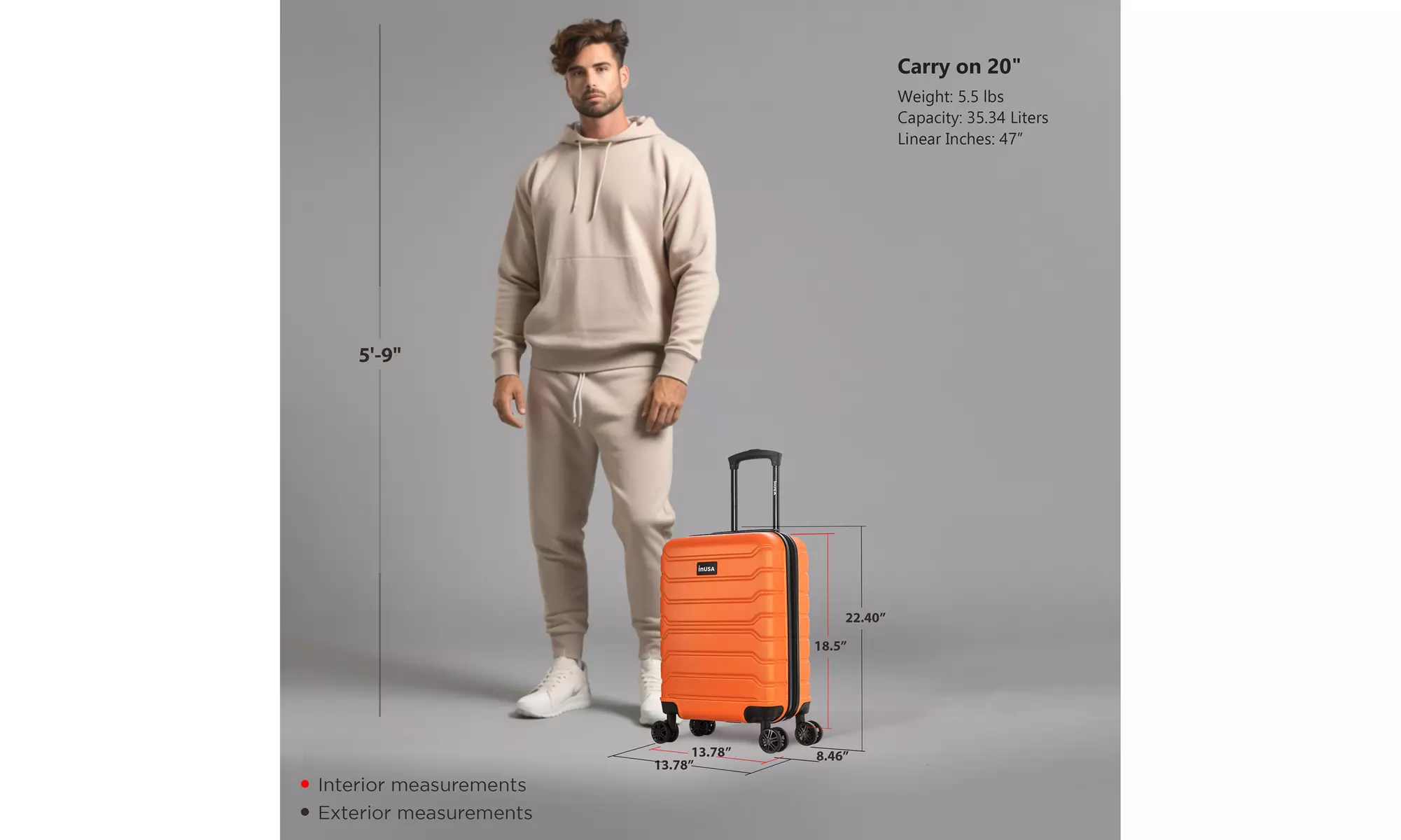 InUSA Trend lightweight hardside spinner luggage 20'', 24", 28" 