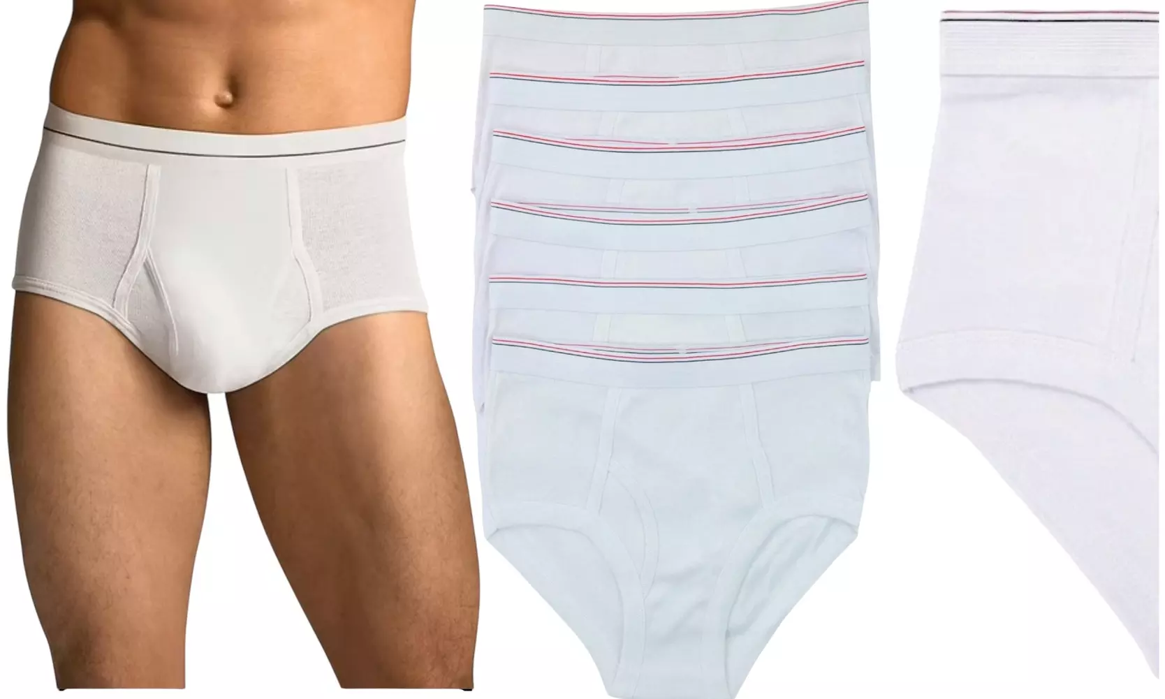 Three or Six ToBeInStyle Men's 100% Premium Cotton Wide Elastic Band Briefs