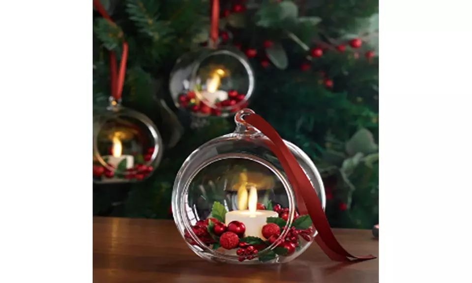 Luminara Blown Glass Ornaments with Flameless Tealight Candle - Primary Image