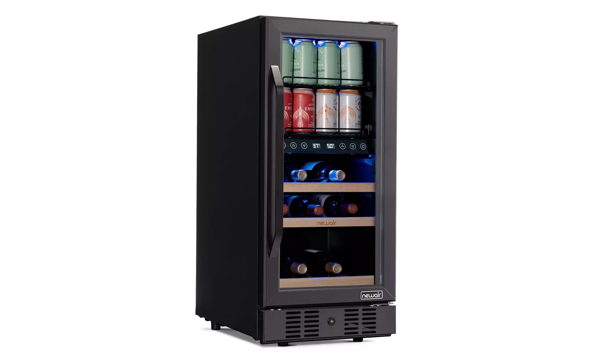 Newair 15 Inch Wine and Beverage Refrigerator - 13 Bottles & 48 Cans Capacity