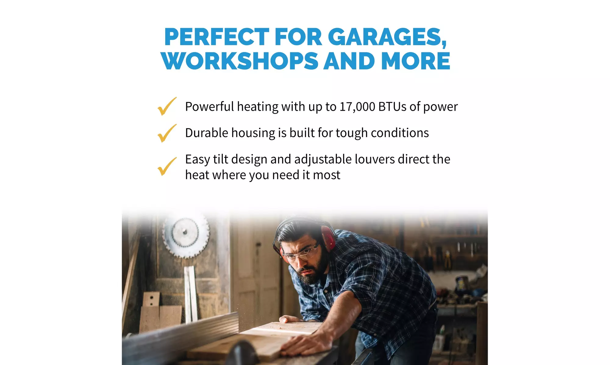 Newair Hardwired Electric Garage Heater, Ceiling Mounted with Adjustable Louvers - Second Medium