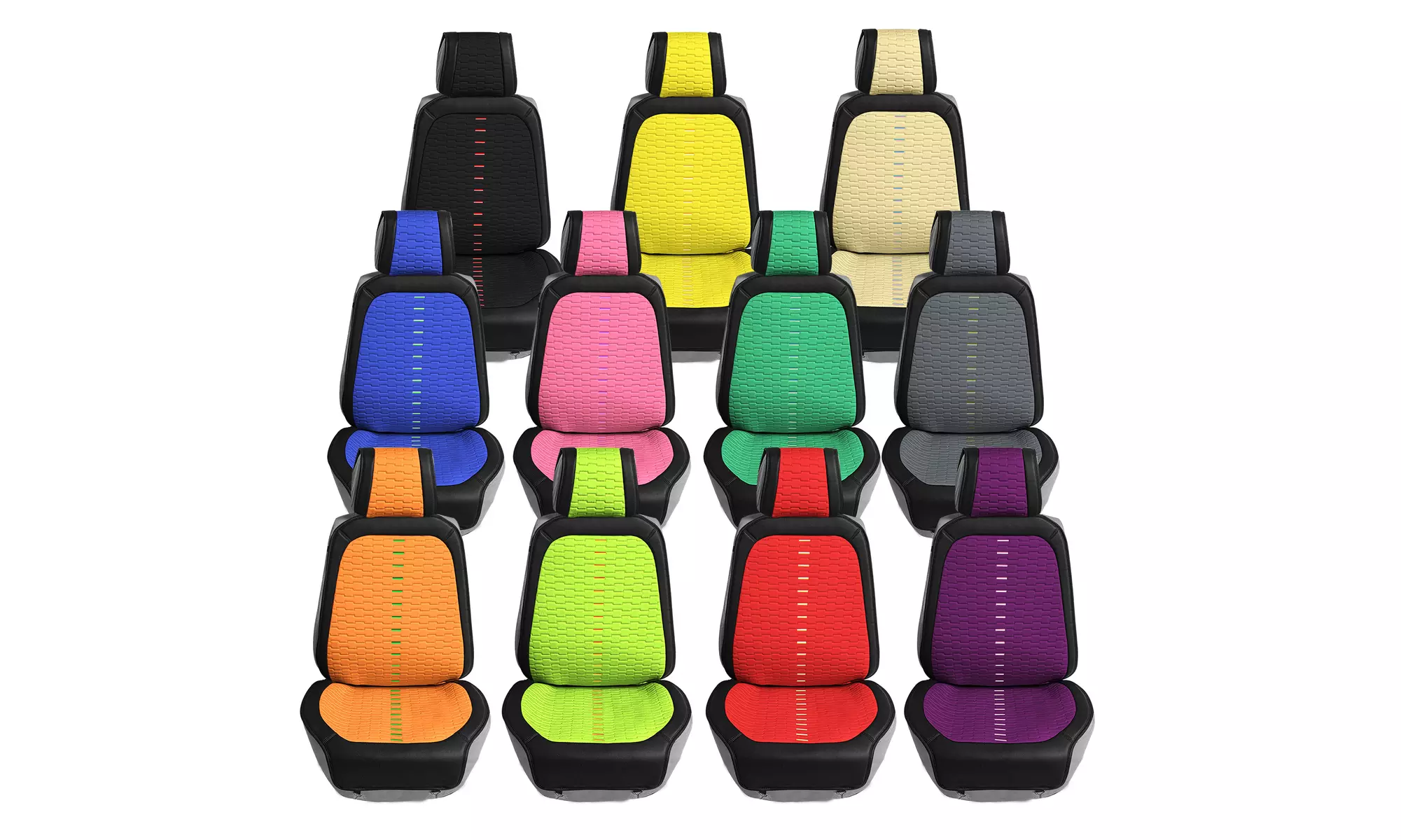 Universal Front Set Ultra Car Seat Cushions with Colorful Stitching FB209102-G - Primary Image