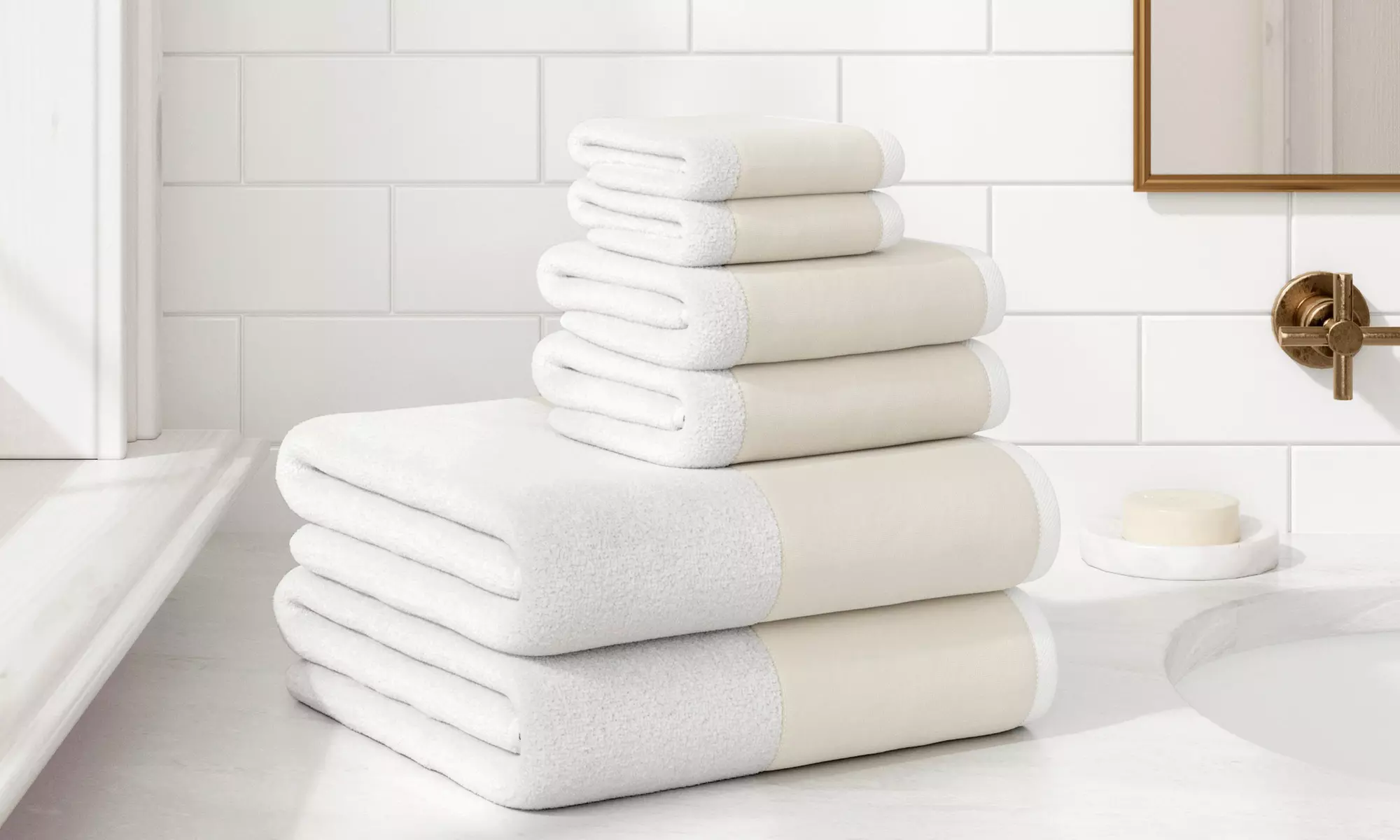Ultra-Soft Cotton Linen-Like Border Towels