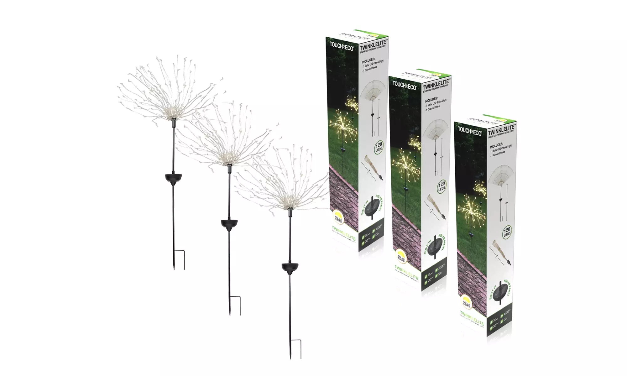 Solar 120 LED Holiday Sparkler-Firework Outdoor Garden Decor Stake Lights