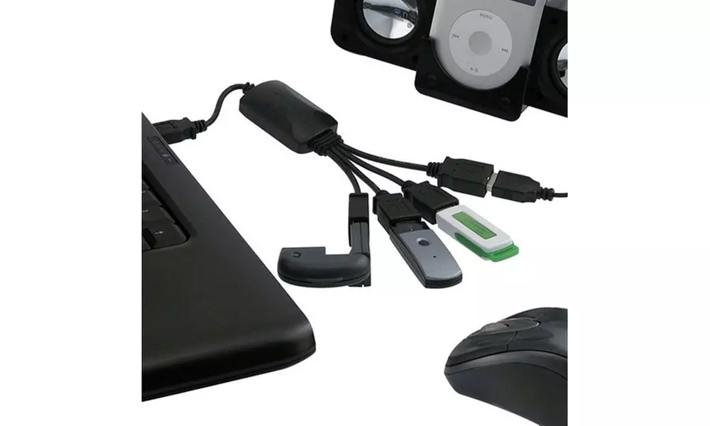 Insten 4-Port Octopus USB 2.0 Hub, Black - Second Medium