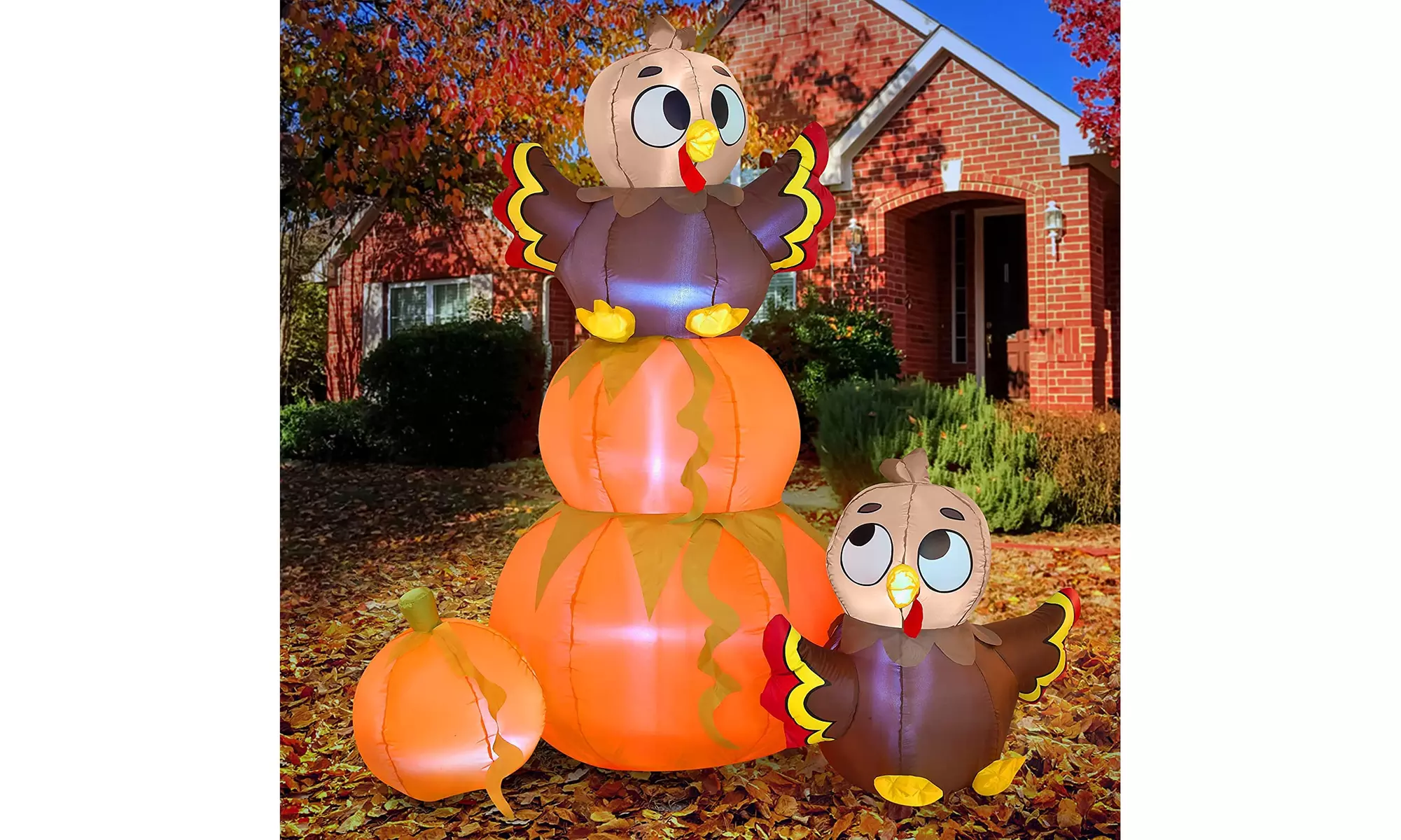6ft Inflatable Pumpkin Turkeys with Built-in LEDs - Primary Image