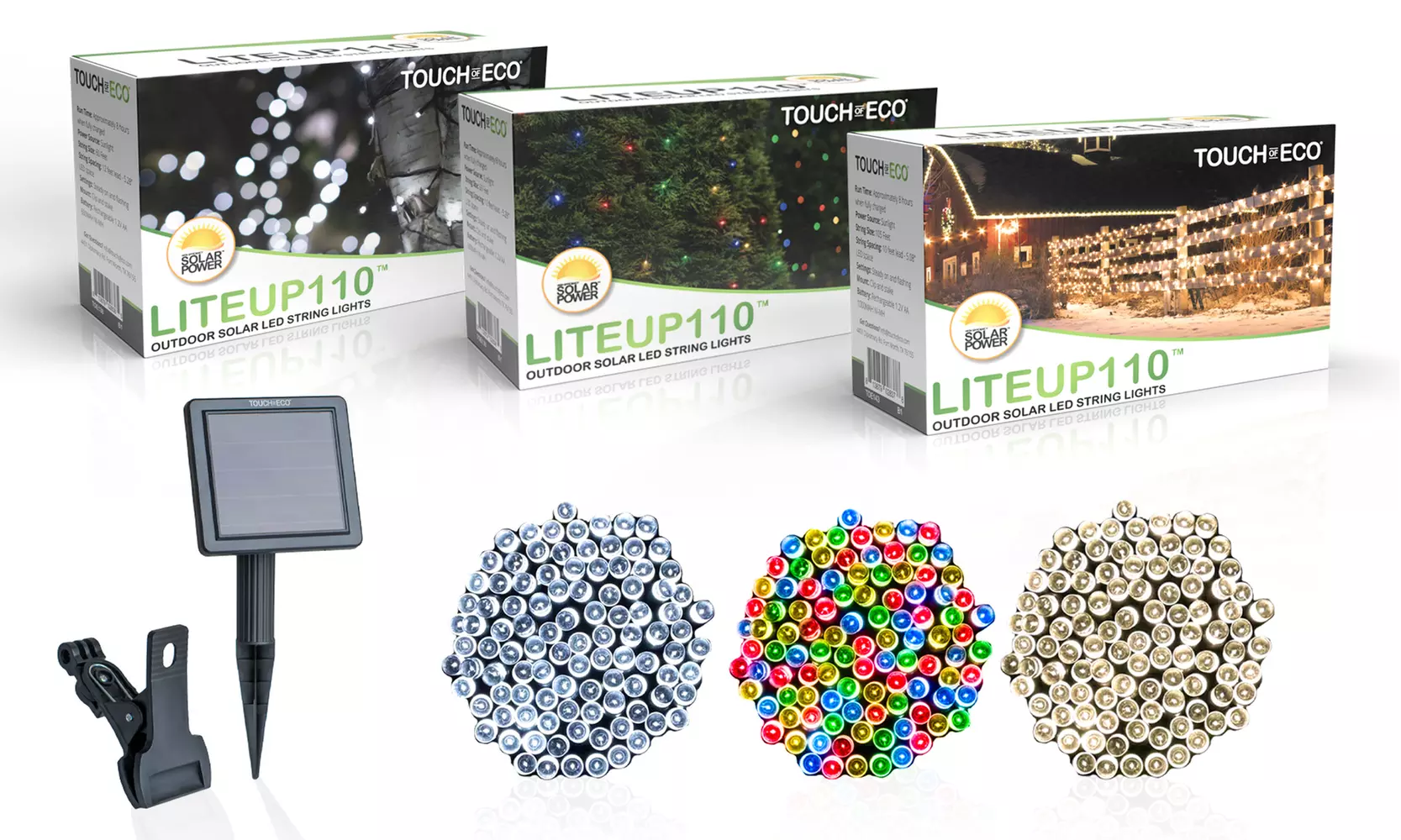 110LED Solar Powered String Lights. Multiple Colors and Quantities Available. - Primary Image