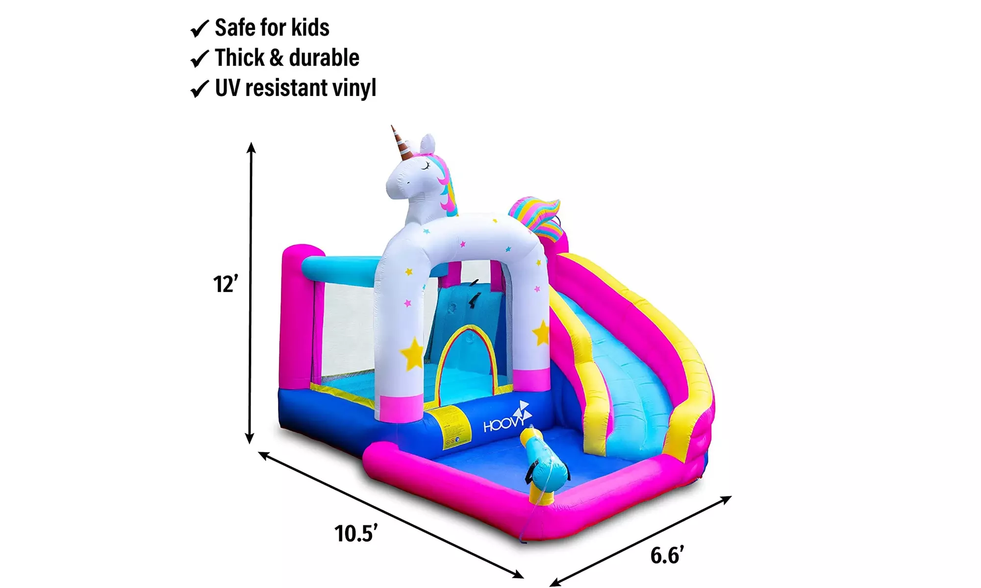 Giant Unicorn Bounce House Water Slide w/ Trampoline & Pool - Air Pump Included - Second Medium