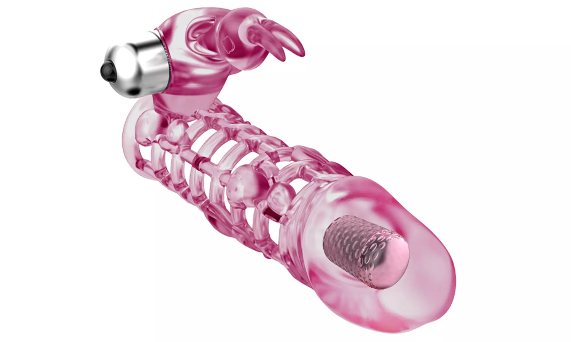 Dual-Vibrator Vibrating Rabbit Penis Sleeve for G Spot Clitoral Stimulation - Primary Image