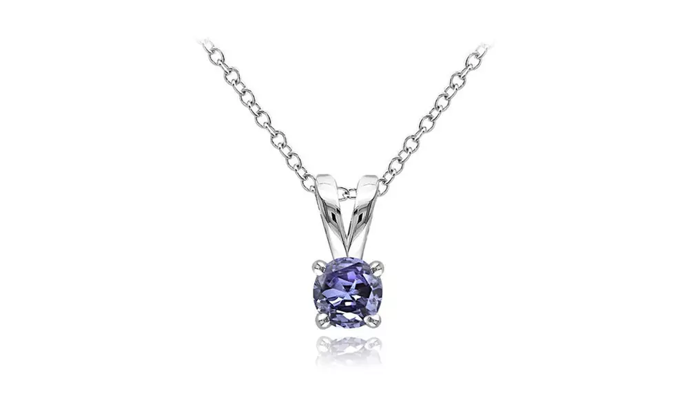 1/2 cttw Tanzanite Round Solitaire Necklace in Sterling Silver - Primary Image