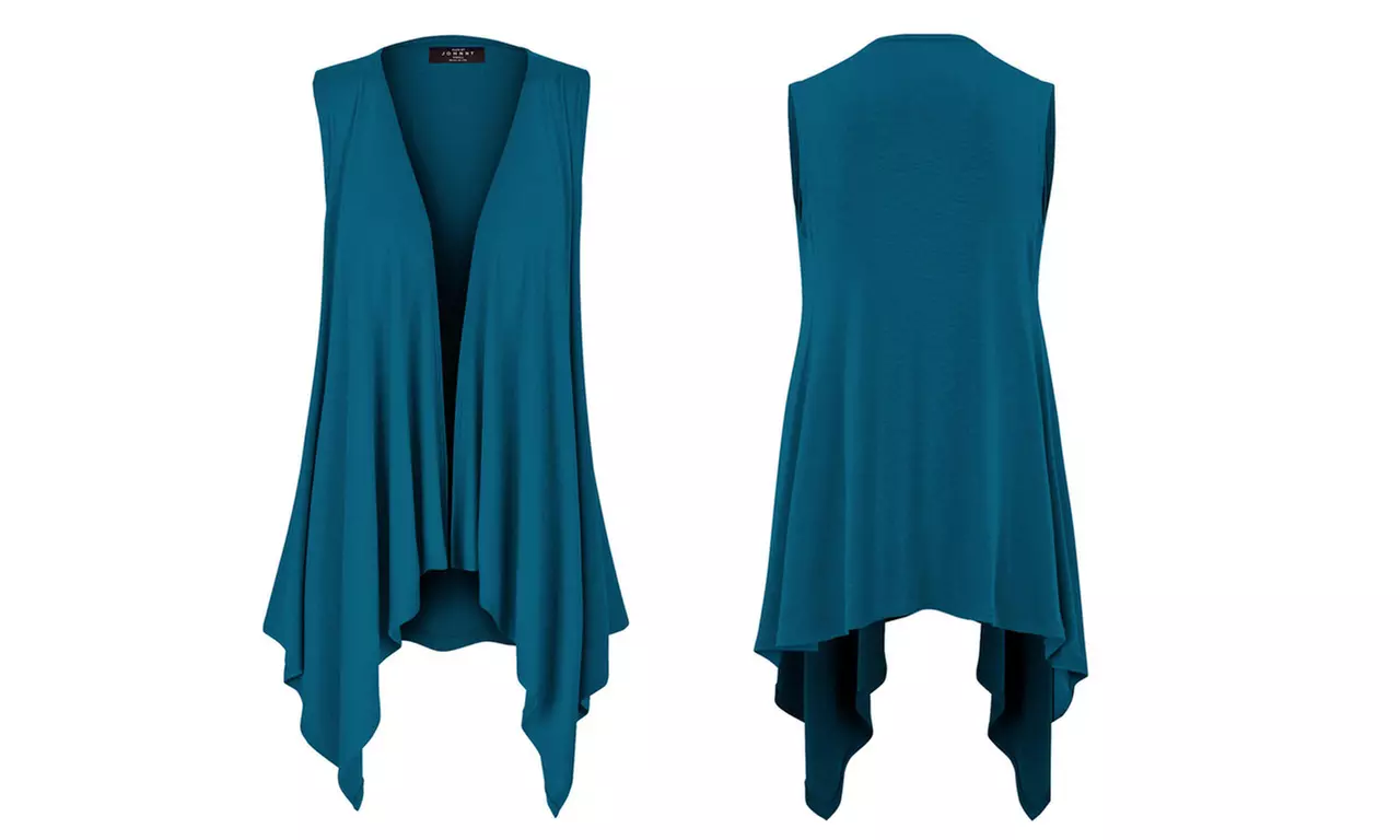 Women's Lightweight Sleeveless Solid Open Front Drape Vest Cardigan