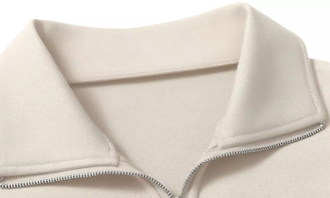 Women's Half Zip Lapel Sweatshirt Long Sleeve Crop Pullover Top Drawstring Hem