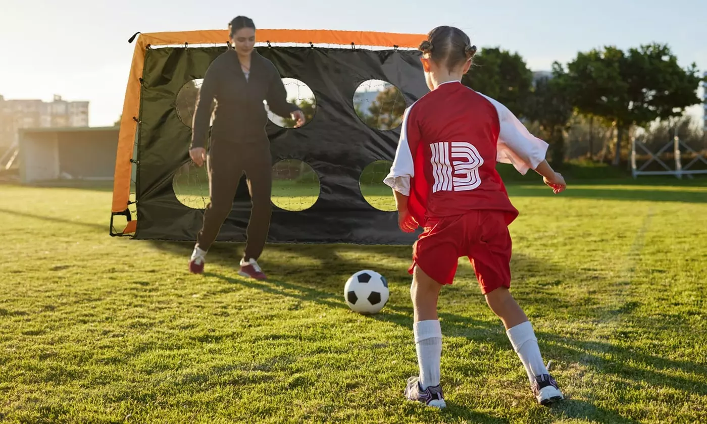 iMounTEK Kids Soccer Goal Set with Ball, Training Gear, & Carry Bag for Backyard