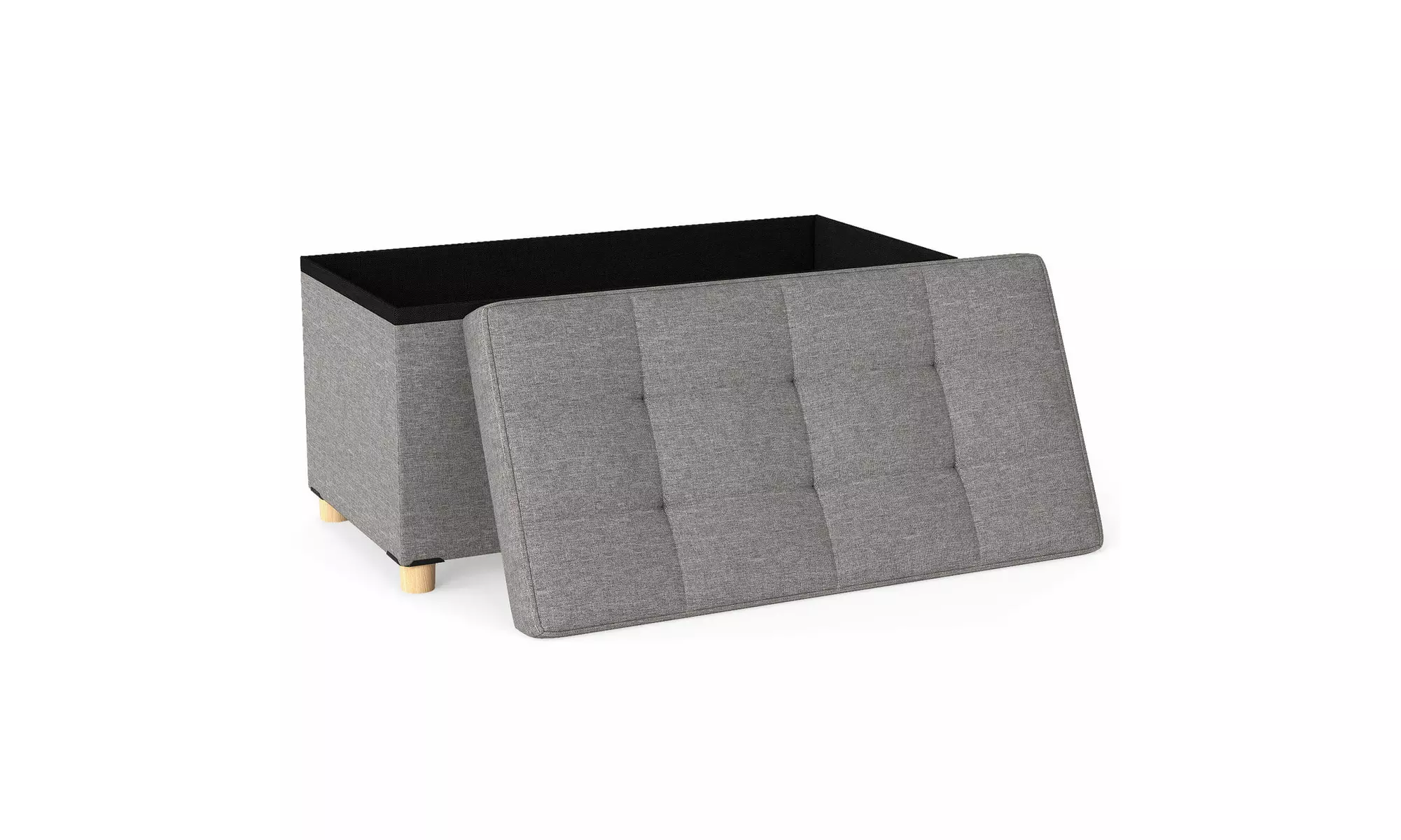 Costway 18 Inches Ottoman with Storage,Tray & Rubber Wood Legs for Small Space