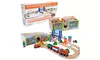 Orbrium Toys 52 Pcs Deluxe Wooden Train Set with 3 Destinations 