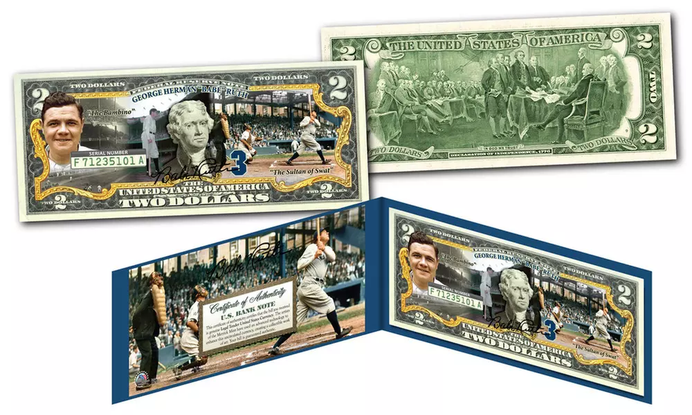 BABE RUTH * The Sultan of Swat * Official Genuine Legal Tender Two-Dollar Bill
