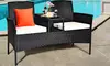 Rattan-Effect One-Piece Furniture Set with Cushioned Seats