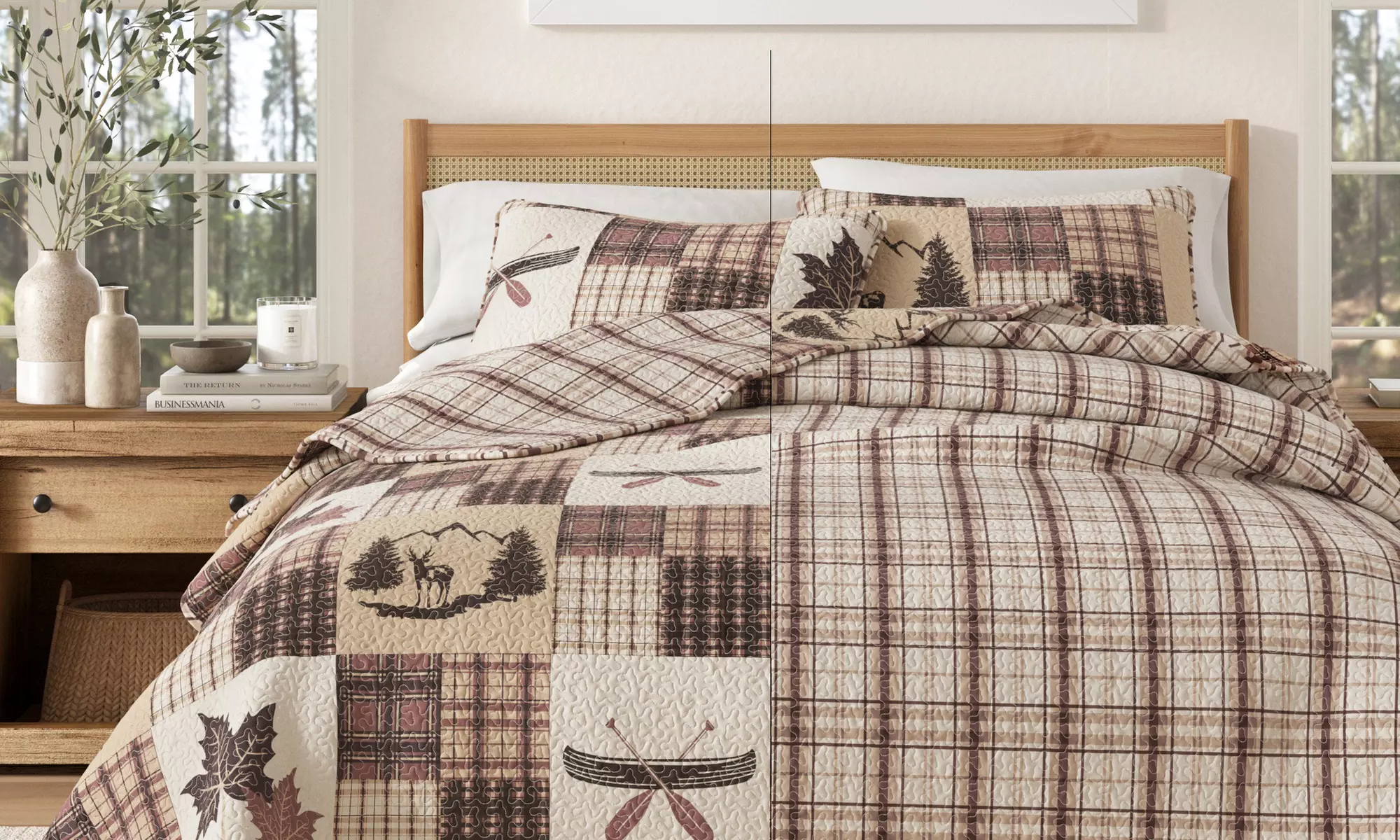 Reversible Scenic Nature Printed Quilt Set (2- or 3-Piece)