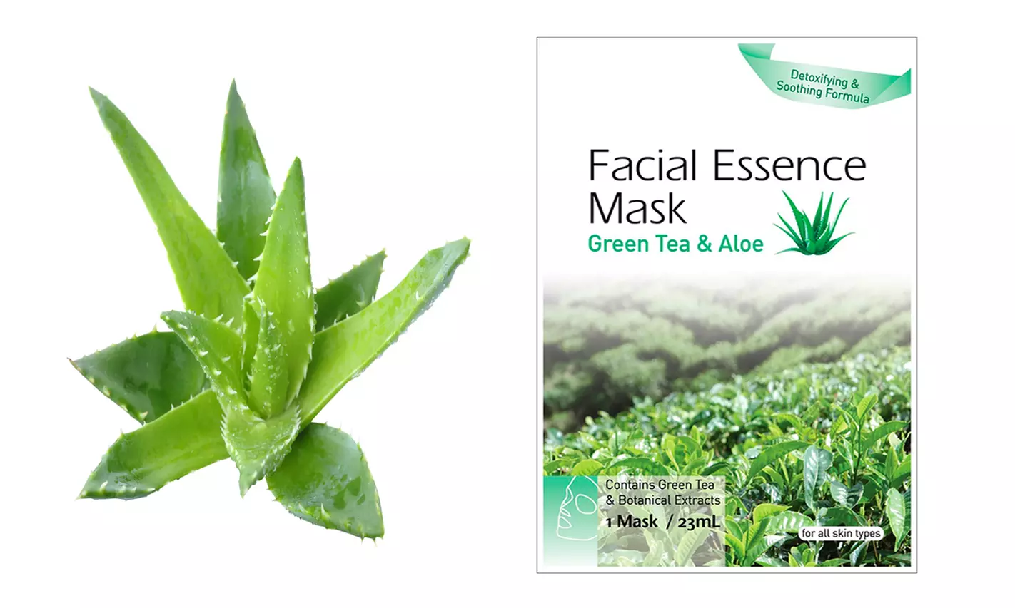 Skin Care Face Green Tea Aloe Facial Essence Mask - Primary Image