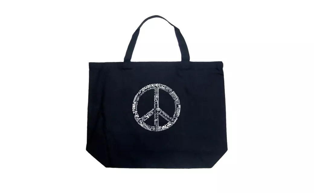 Large Tote Bag - THE WORD PEACE IN 77 LANGUAGES - Primary Image