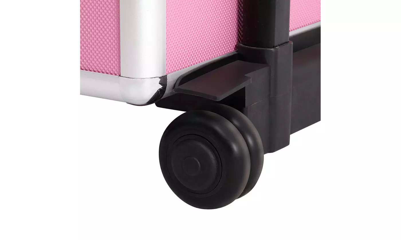4-in-1 Draw-bar Style Interchangeable Aluminum Rolling Makeup Case