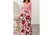 Women General Fashion Dress Long-sleeved High Waist Long Flower Print Dress - Second Medium