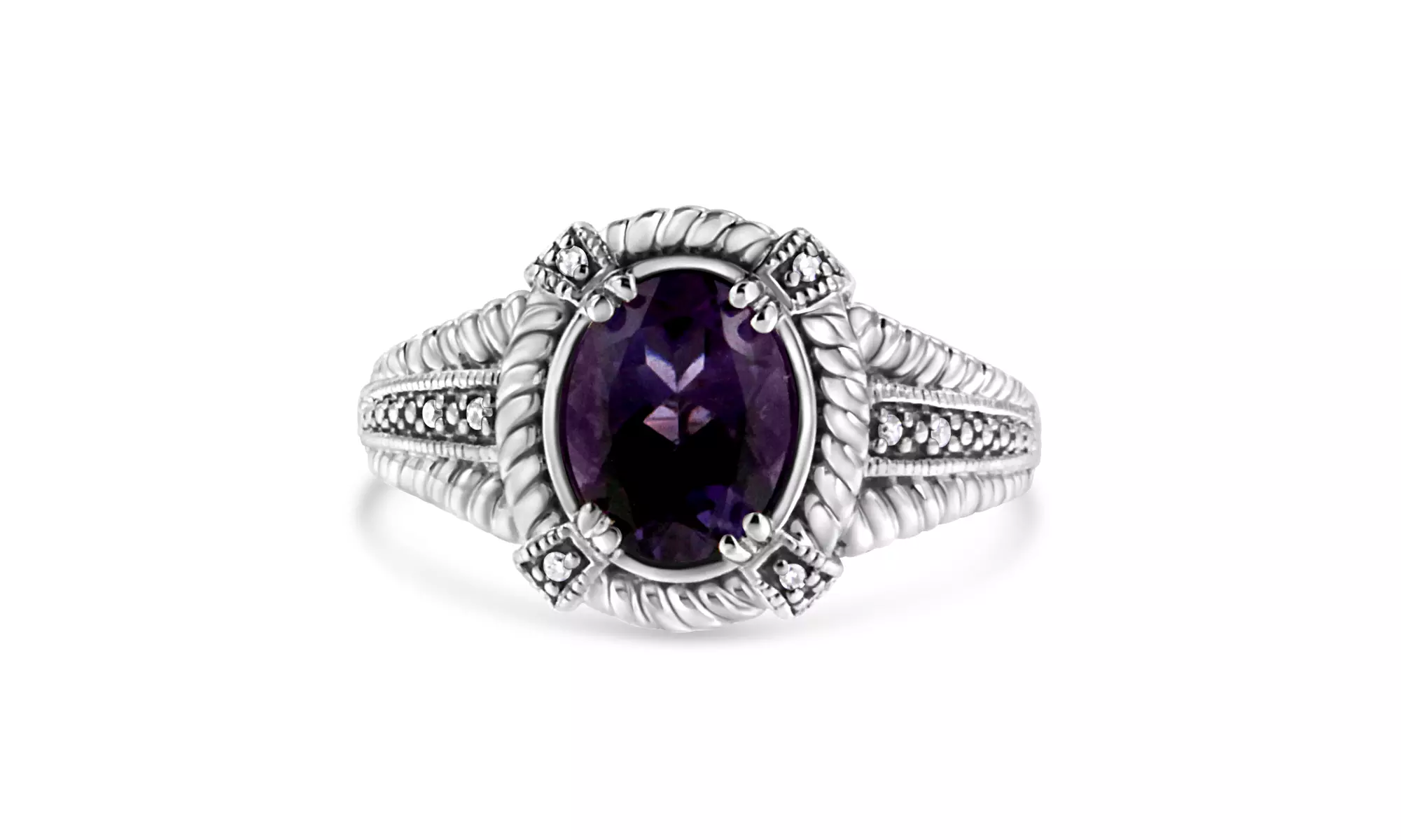 Amethyst and Diamond Collection: Earrings and Ring