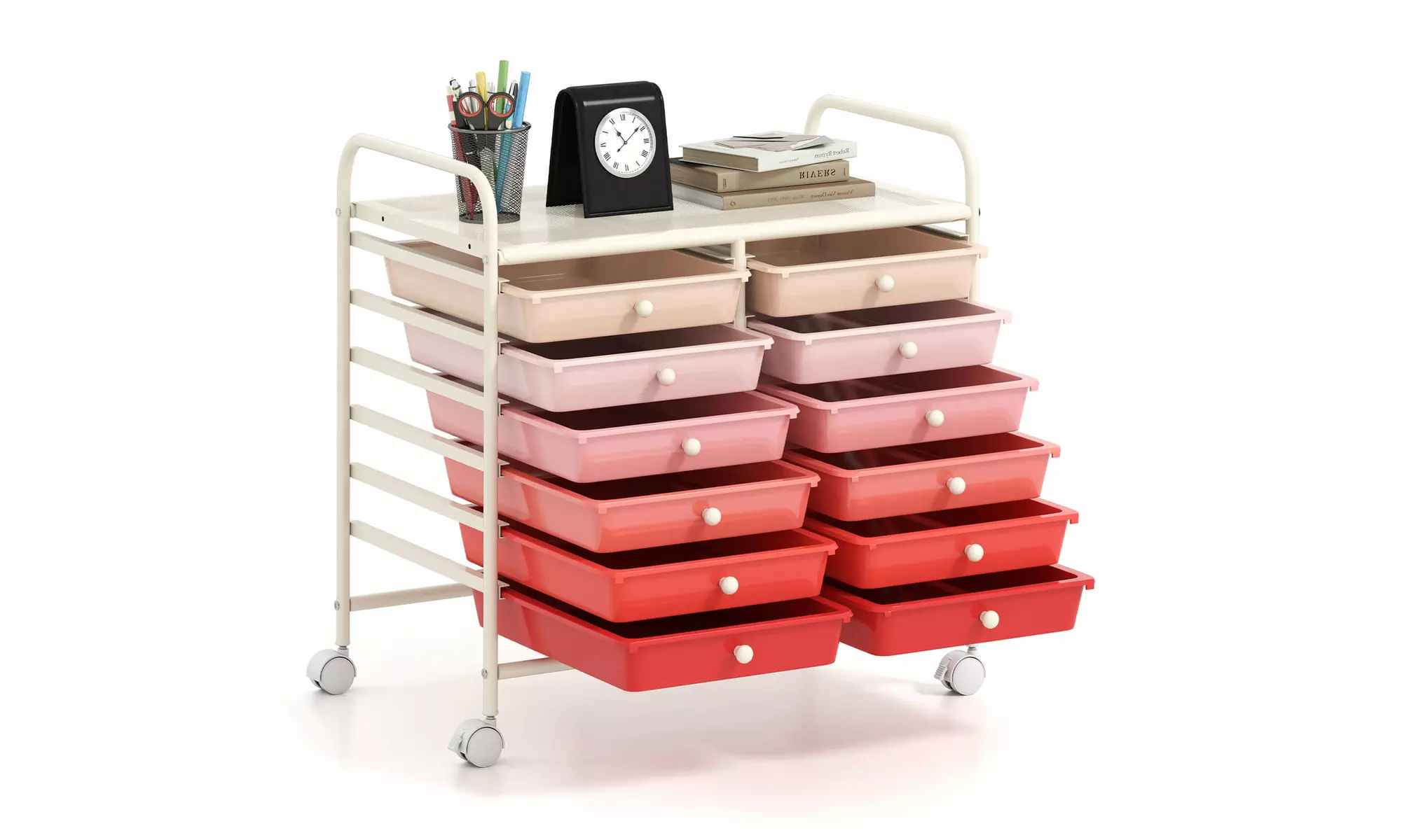 Costway 12 Drawers Rolling Cart Storage Scrapbook Paper Studio Organizer Bins
