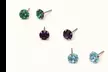 14K Gemstone Stud Earrings 6mm 3 Pair Pack - The Best Gift for this Season - Second Medium