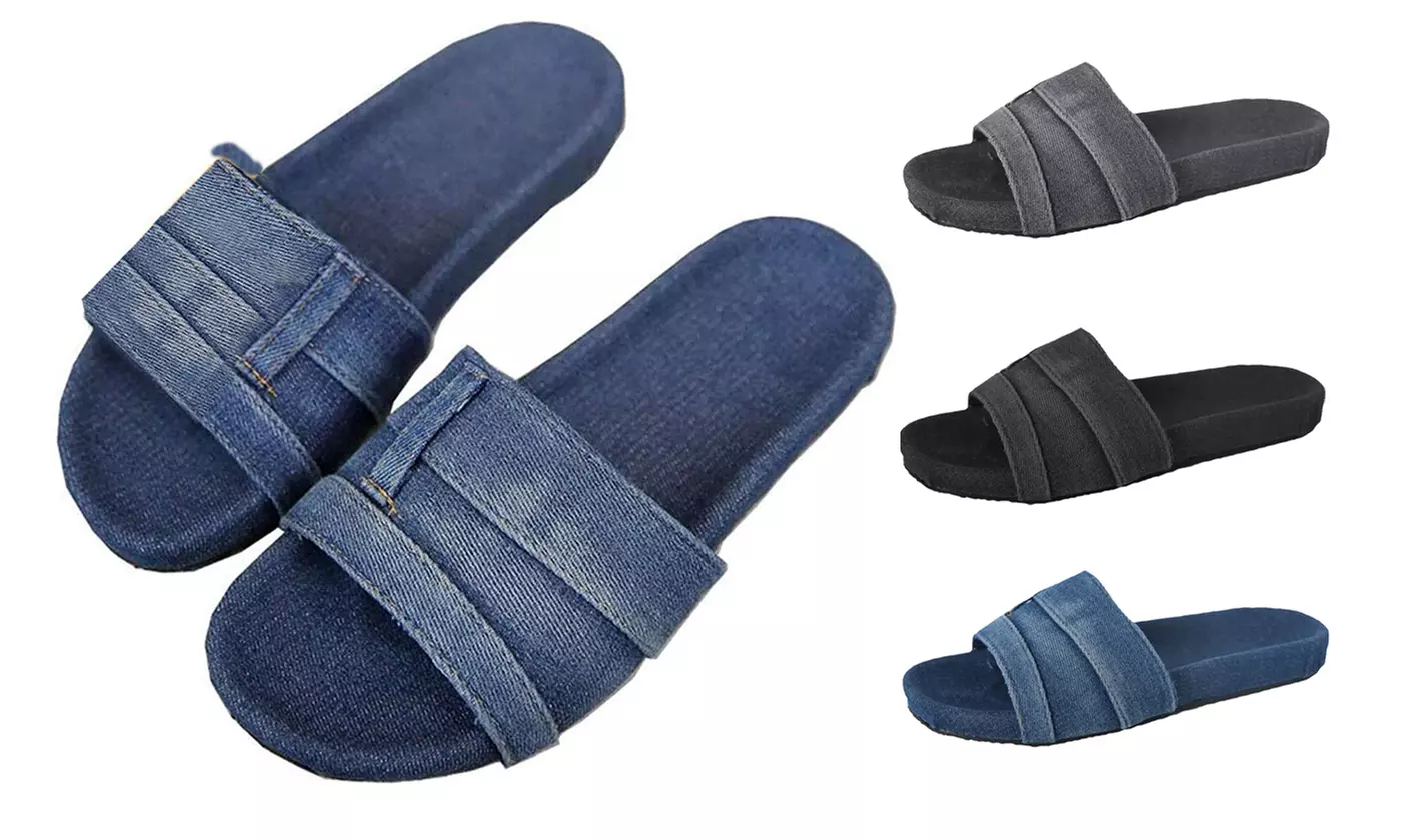 Women's Non-slip Flat Casual Denim Slides Slipper Sandals - Primary Image