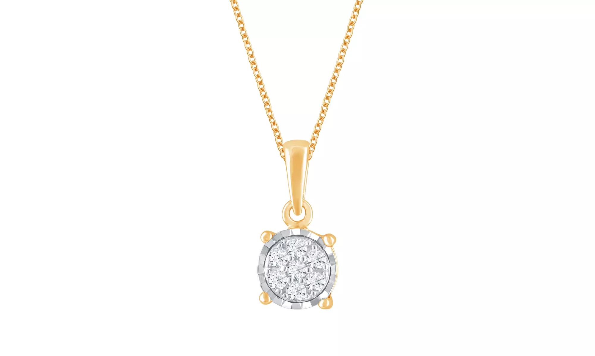 Sterling Silver Miracle Plated Round Diamond Cluster Pendant Necklace for Women