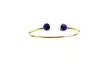 Yellow Gold Plated Silver Round Blue Sapphire Stackable Bangle Bracelet 24k Gold - Second Medium