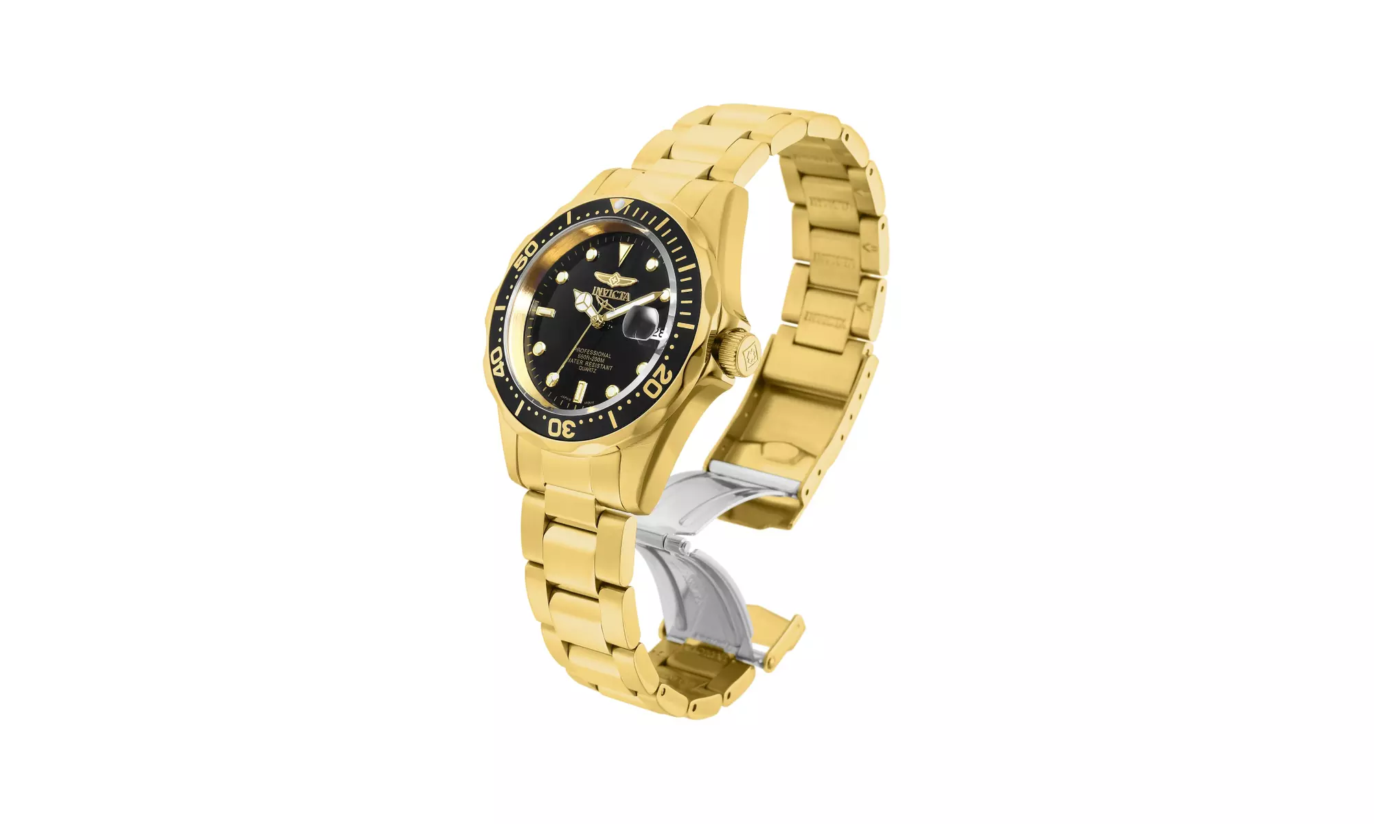 Invicta Mens Pro Driver 8936 Gold Tone Stainless-Steel Quartz Dress Watch - Second Medium