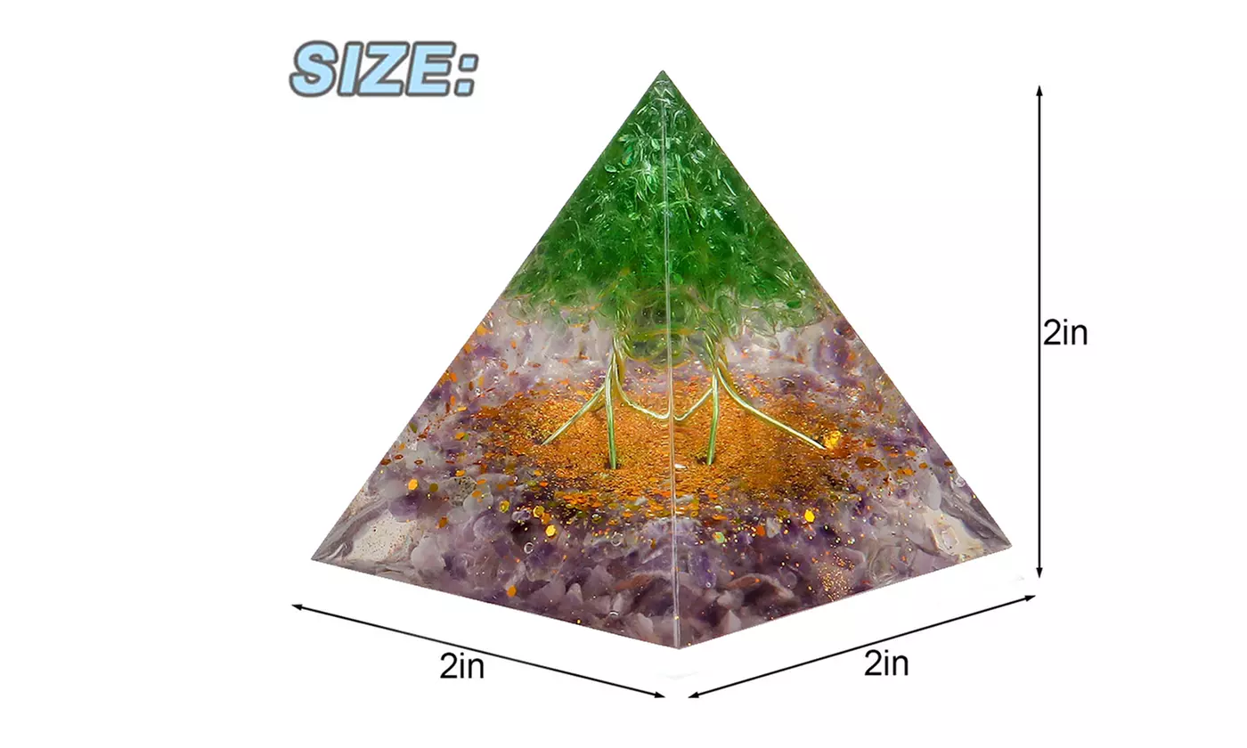 Orgone Pyramid Taichi Amethyst&Obsidian Healing Crystal Pyramid Energy Generator