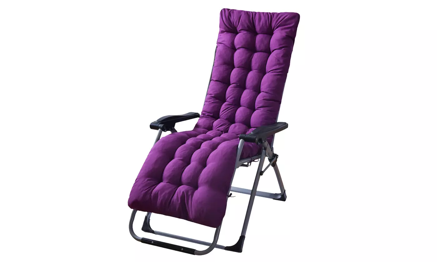 NewHome Outdoor Chaise Lounge Chair Cushion with Thick Padding and Ties