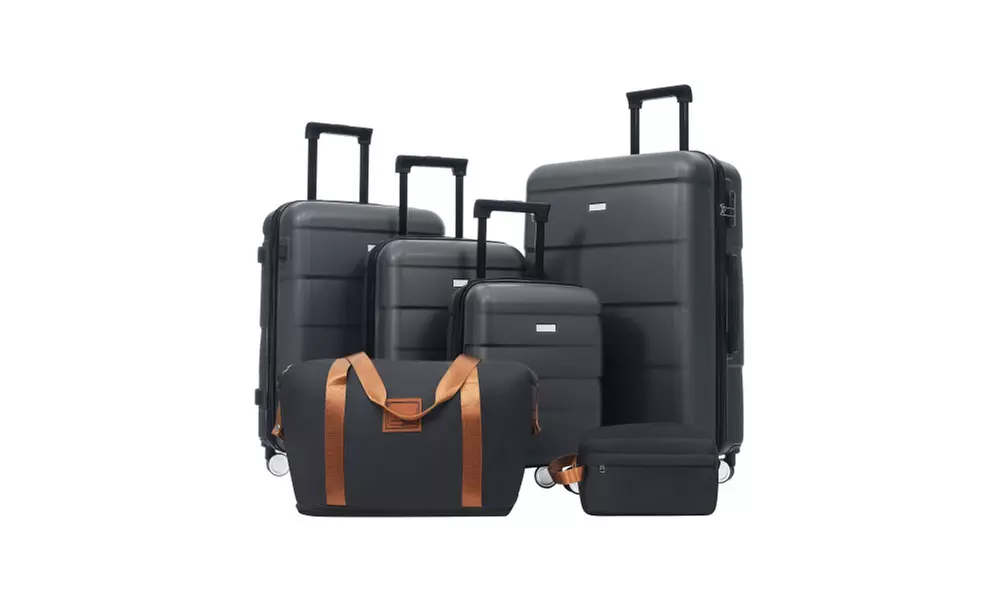Six-Piece Luggage Set with Expandable Suitcases