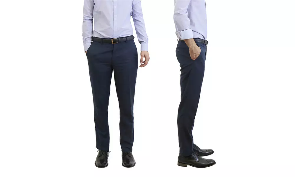Men's Slim-Fit Belted Dress Pants - Image 5