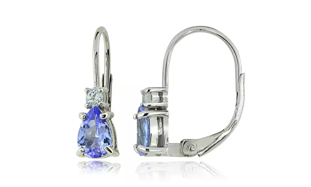 1 cttw Tanzanite & White Topaz Teardrop Leverback Earrings