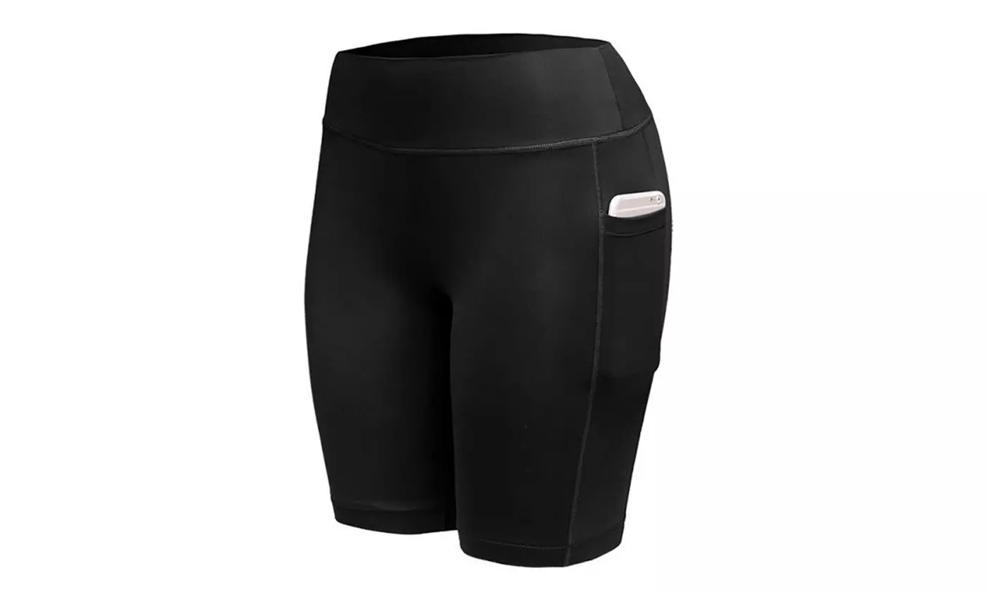 Women's Waist Workout Yoga Short Biker Shorts Workout Shorts Yoga Side Pockets