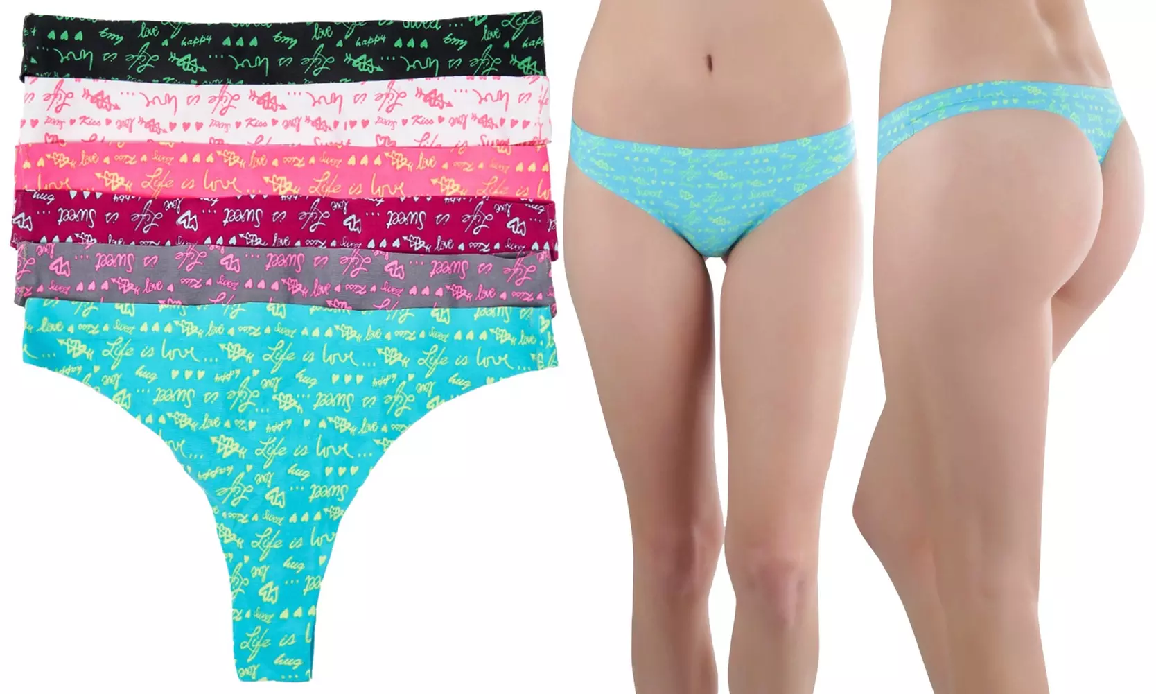 InLove Lingerie Sweet Hearts No-Show Seamless Thongs (6-Pack)  - Primary Image